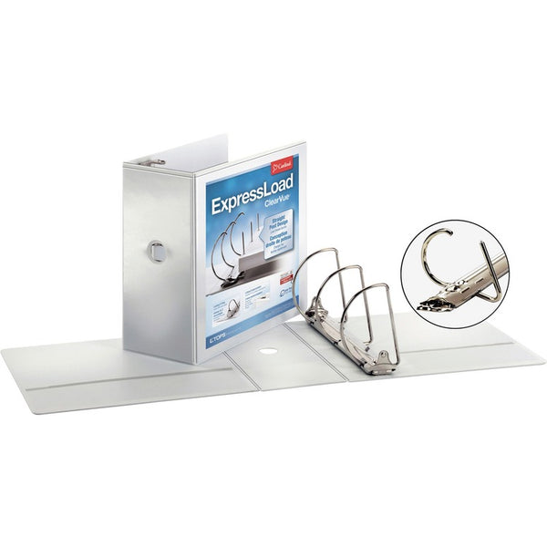 Cardinal ExpressLoad ClearVue Locking D-Ring Binder, 3 Rings, 5" Capacity, 11 x 8.5, White (CRD49150) Each