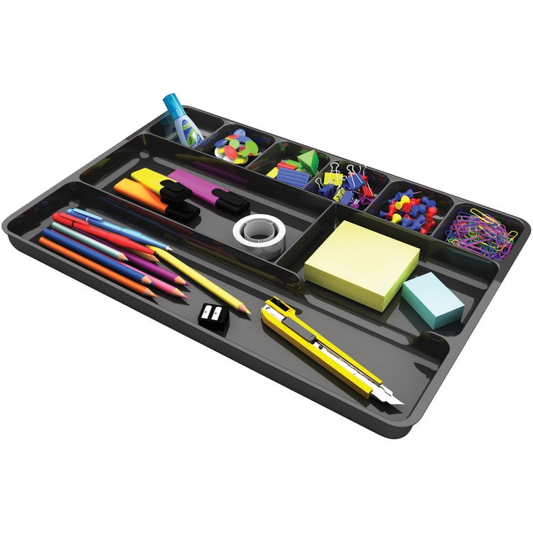 Deflecto Drawer Organizer, 14" x 9" x 1", Black (DEF38104) Each
