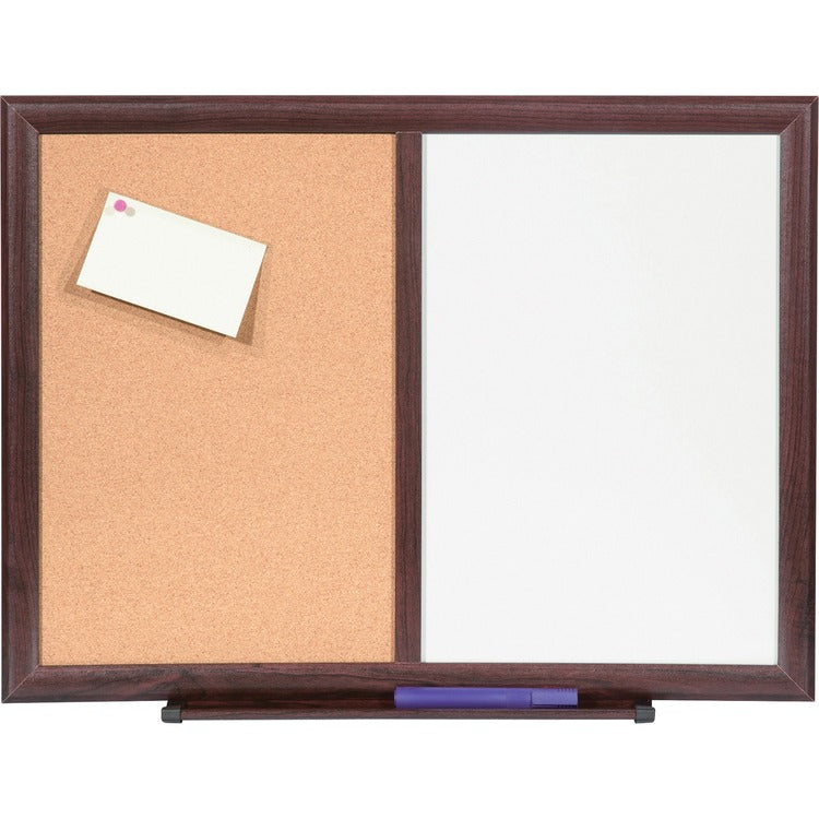 Lorell Dry-Erase Bulletin Board Combo, 24" x 18", Mahogany (LLR84270)