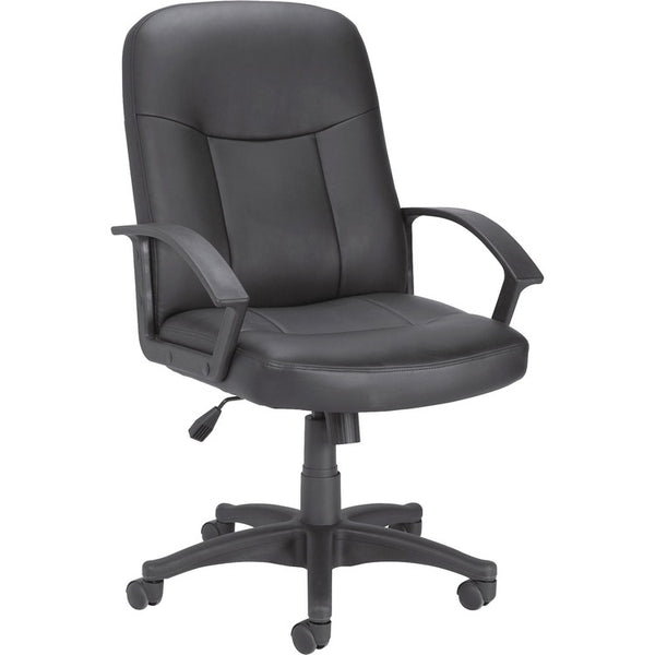 Lorell Leather Managerial Mid-back Chair, Black (LLR84869)