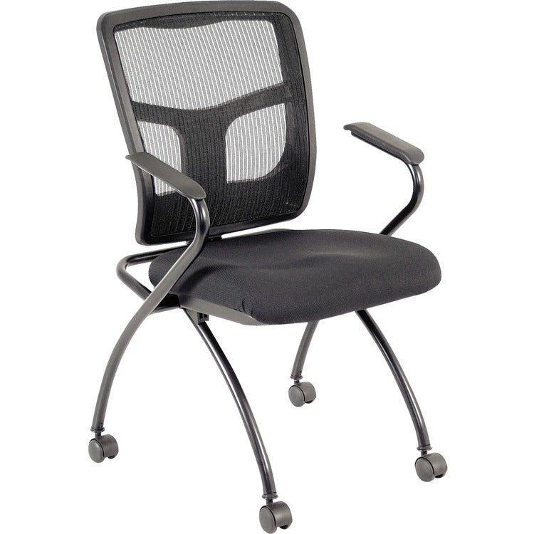 Lorell Mesh Back Fabric Seat Nesting Chairs, Black (LLR84374)