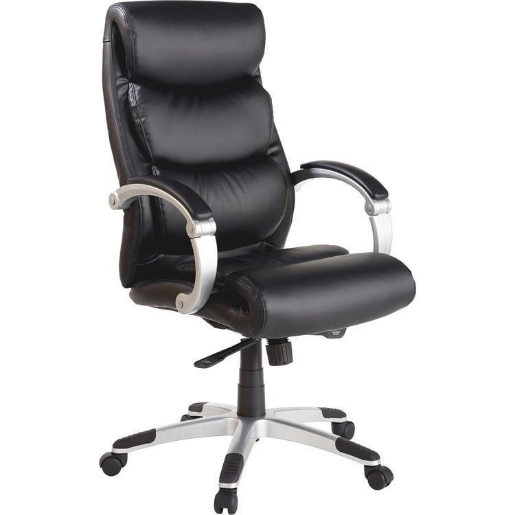 Lorell Executive Bonded Leather High-back Chair with Flex Arms, Black (LLR60620)