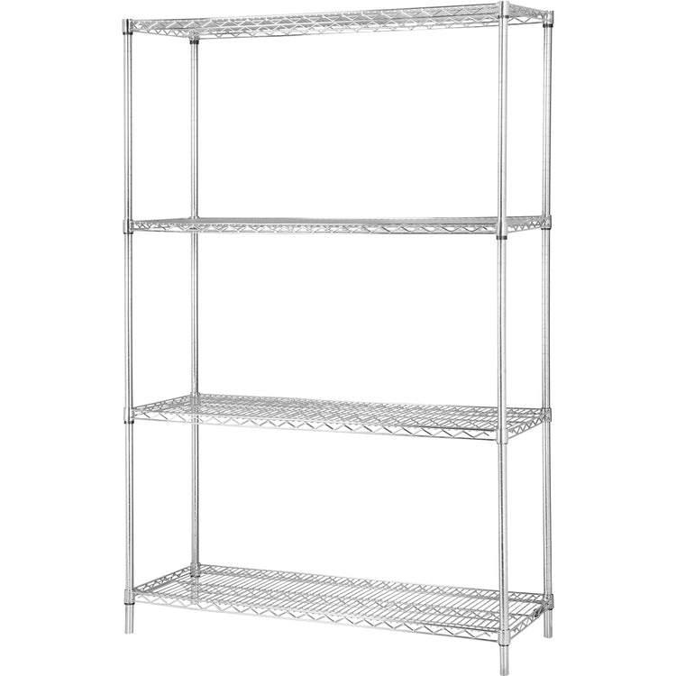 Lorell Industrial Wire Shelving Starter Kit, 36" x 18", Chrome (LLR84187)