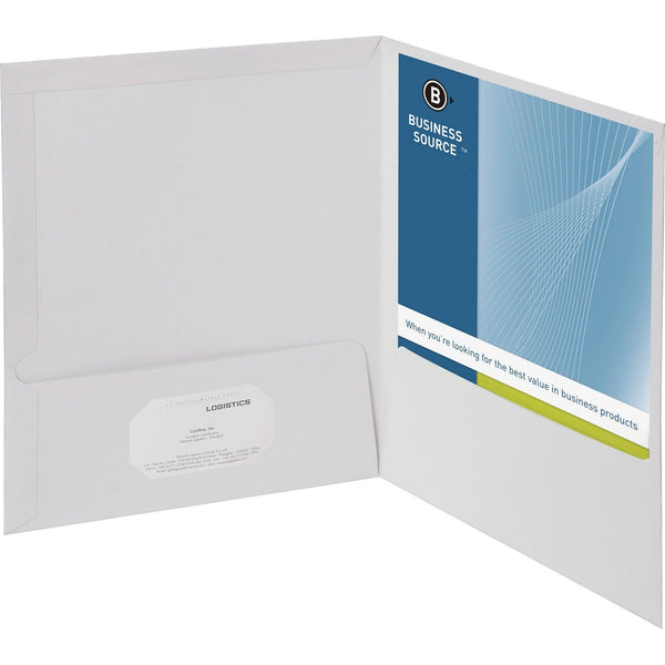 Business Source Report Covers With Business Card Holder, White (BSN44424) Box of 25