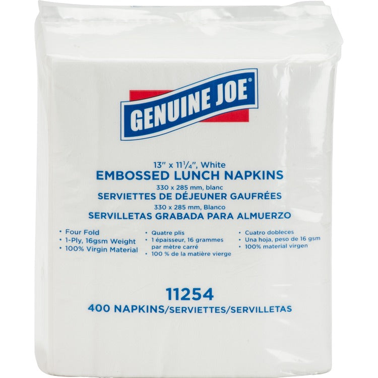 Genuine Joe Lunch Napkins, 2 Ply, White (GJO11254) Pack of 400