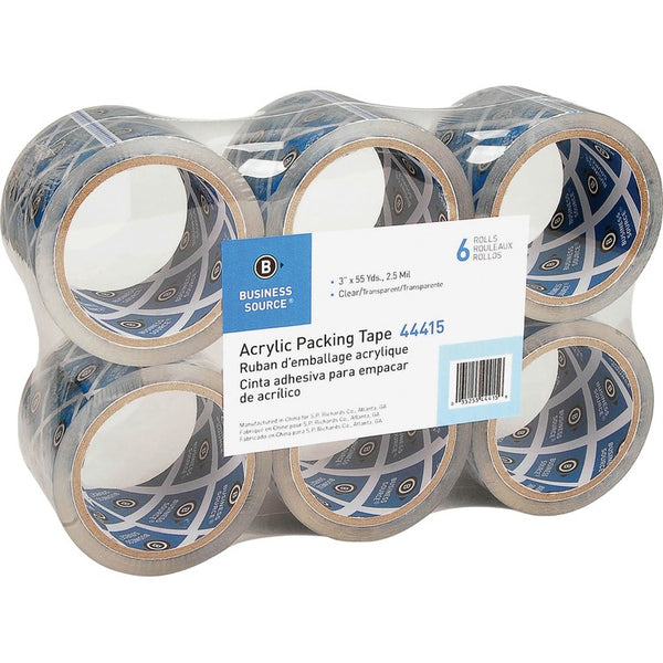 Business Source Packing Tape, 3" x 55', Clear, 6 Rolls/Pack (BSN44415) Pack of 6