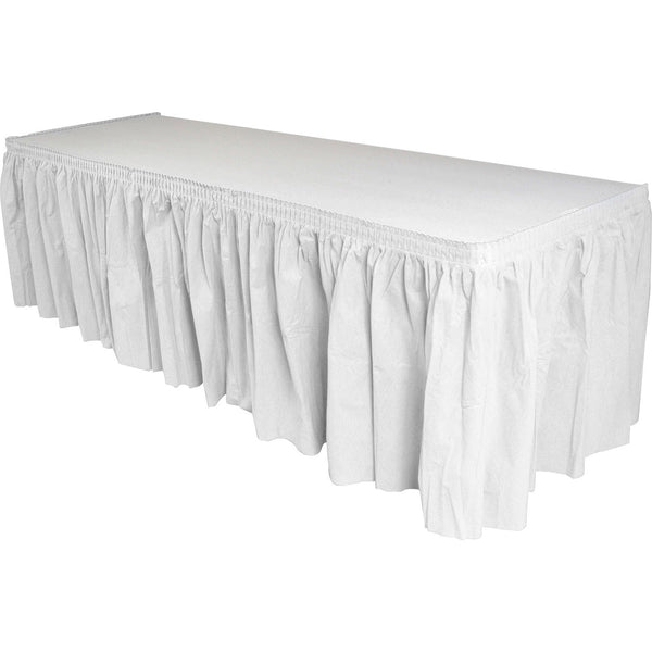 Genuine Joe Table Skirting, Pleated, White (GJO11915) Each