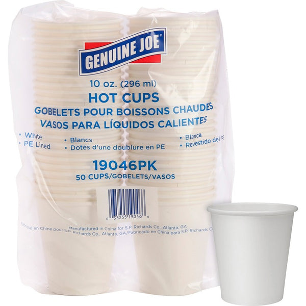 Genuine Joe Hot Cups, 10 OZ, White, Case of 1000 (GJO19046CT)