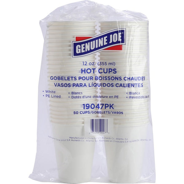 Genuine Joe Hot Cups, 12 OZ, White, Case of 1000 (GJO19047CT)