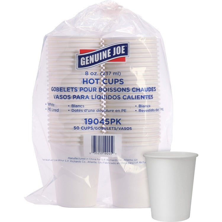 Genuine Joe Hot Cups, 8 OZ, White, Case of 1000 (GJO19045CT)