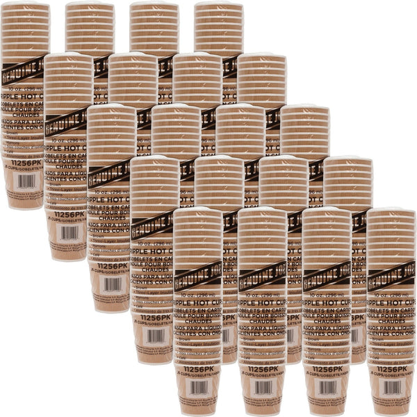 Genuine Joe Rippled Hot Cup, 10 OZ, Brown, Case of 500 (GJO11256CT) Case of 500