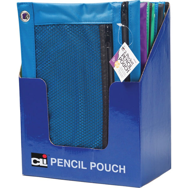 CLI 2 Pocket Pencil Pouch, 24/CT, Assorted (LEO76350ST)