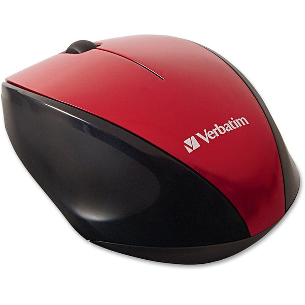 Verbatim Wireless Mouse, Blue LED, Easy Grip, 3-7/8"x2-1/2"x1-1/2",RD (VER97995)