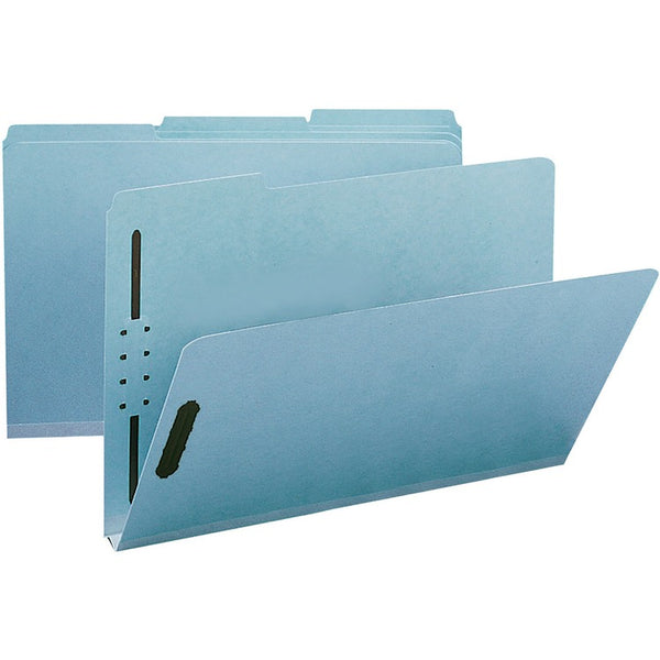 Smead 1/3 Tab Cut Legal Recycled Fastener Folder, 9 1/2" x 14 5/8", 125 Sheet Capacity, Blue,  25 / Box (SMD20000)
