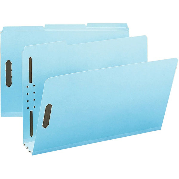 Smead 1/3 Tab Cut Legal Recycled Fastener Folder, 9 1/2" x 14 5/8", 350 Sheet Capacity, Blue, 25 / Box (SMD20002)