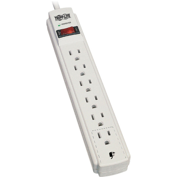 Tripp Lite by Eaton Surge Protector, 6-Outlet, 8'Cord, 1-9/10"Wx1-1/5"Dx10-4/5"H (TRPTLP608) Each