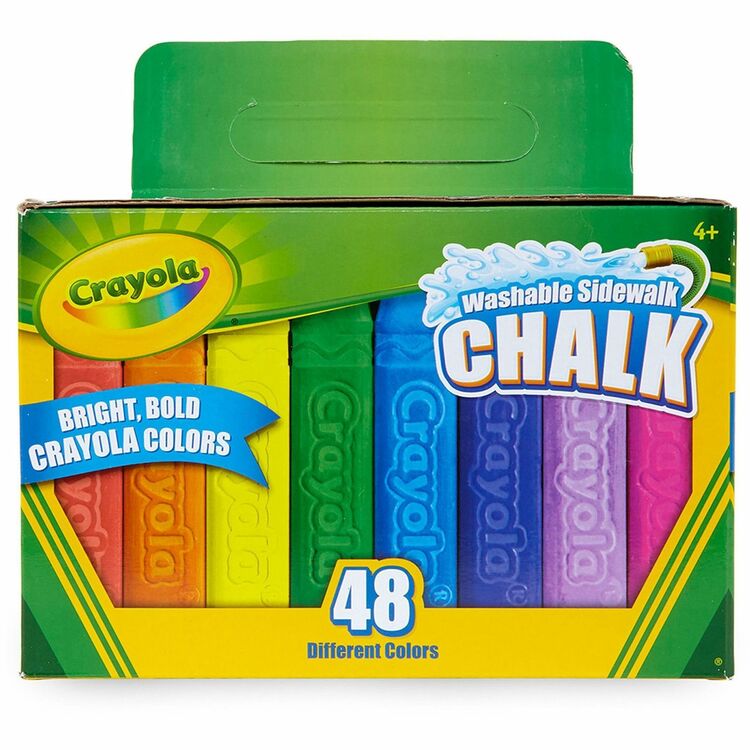 Crayola Washable Sidewalk Chalk, 48 Assorted Bright Colors, 48 Sticks/Set (CYO512048) Pack of 48