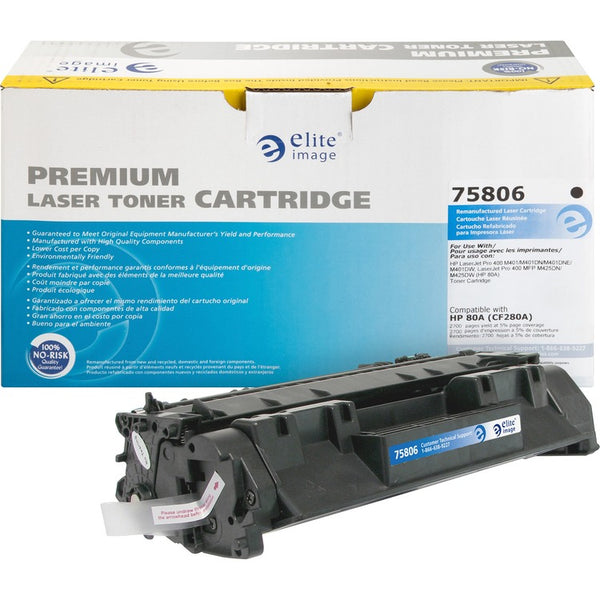 Elite Image Remanufactured Laser Toner Cartridge - Alternative for HP 80A (CF280A) - Black (ELI75806) Each