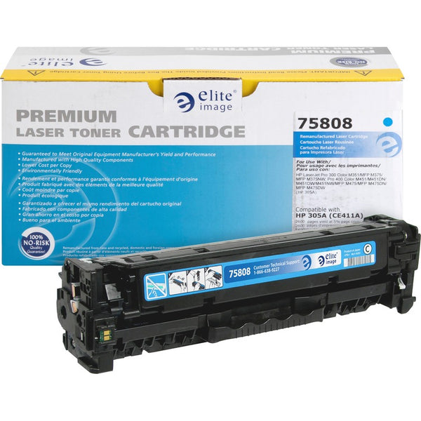 Elite Image Remanufactured Laser Toner Cartridge - Alternative for HP 305A (CE411A) - Cyan (ELI75808) Each