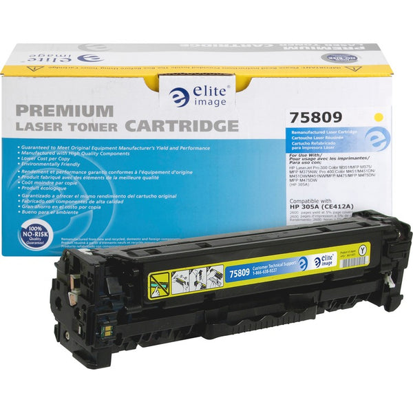 Elite Image Remanufactured Laser Toner Cartridge - Alternative for HP 305A (CE412A) - Yellow (ELI75809) Each
