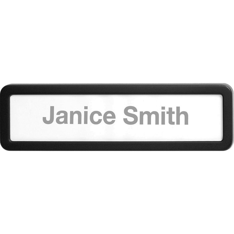 Lorell Plastic Cubicle Nameplate, Plastic, Black (LLR80669)