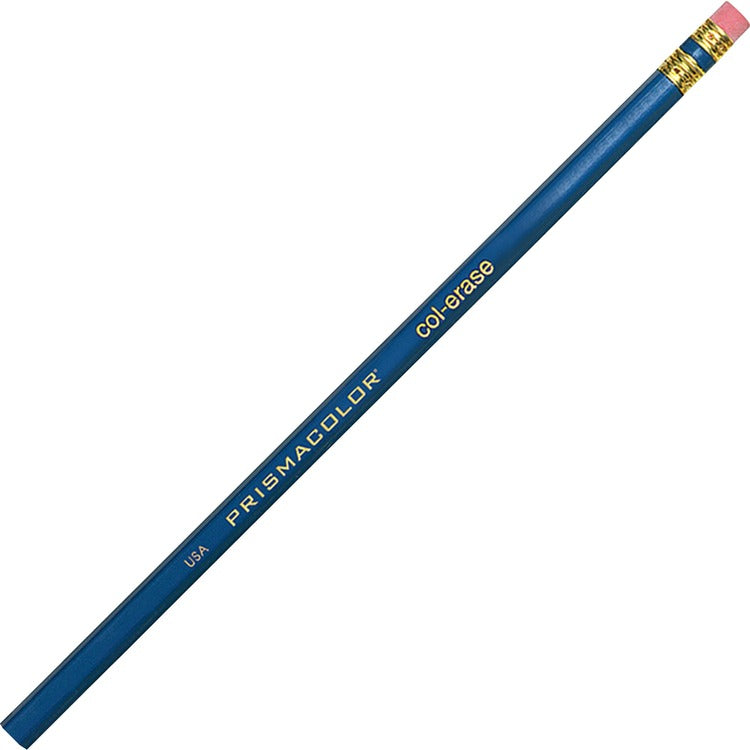 Rubbermaid Col-Erase Pencil with Eraser, 0.7 mm, 2B (#1), Blue Lead, Blue Barrel, Dozen (SAN20044) Dozen