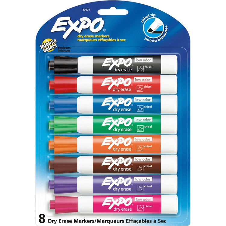 Expo Nontoxic Dry Erase Marker with Chisel Point, Assorted (SAN80678) Pack of 8