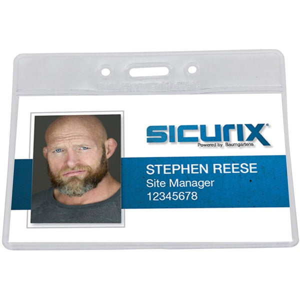 SICURIX ID Badge Holder, Horizontal, 2-1/2" x 3-1/2", 50/PK, Clear (BAU67815)