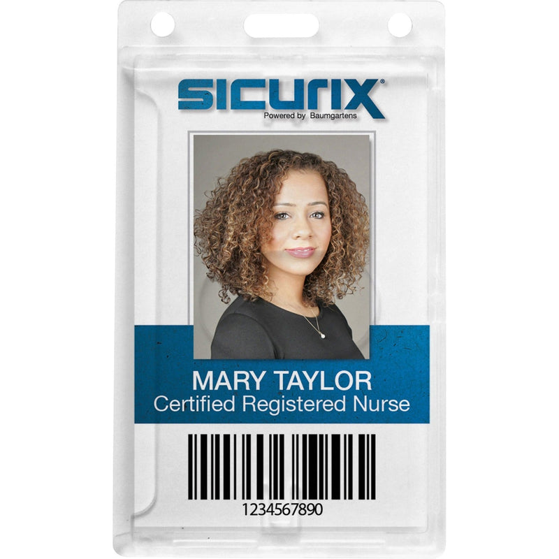SICURIX Rigid PC Badge Holder, Vertical, 25/PK, Clear (BAU68140) Pack of 25