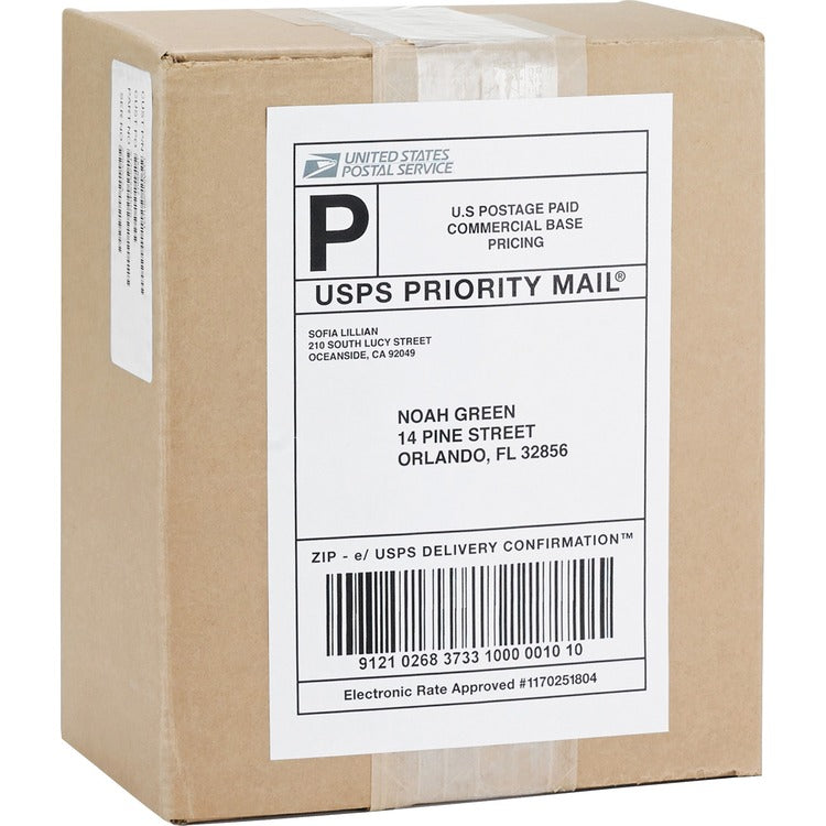 Business Source Mailing Laser Labels, Perm Adhesive, 5-1/2" x 8-1/2", White (BSN26161) Box of 200
