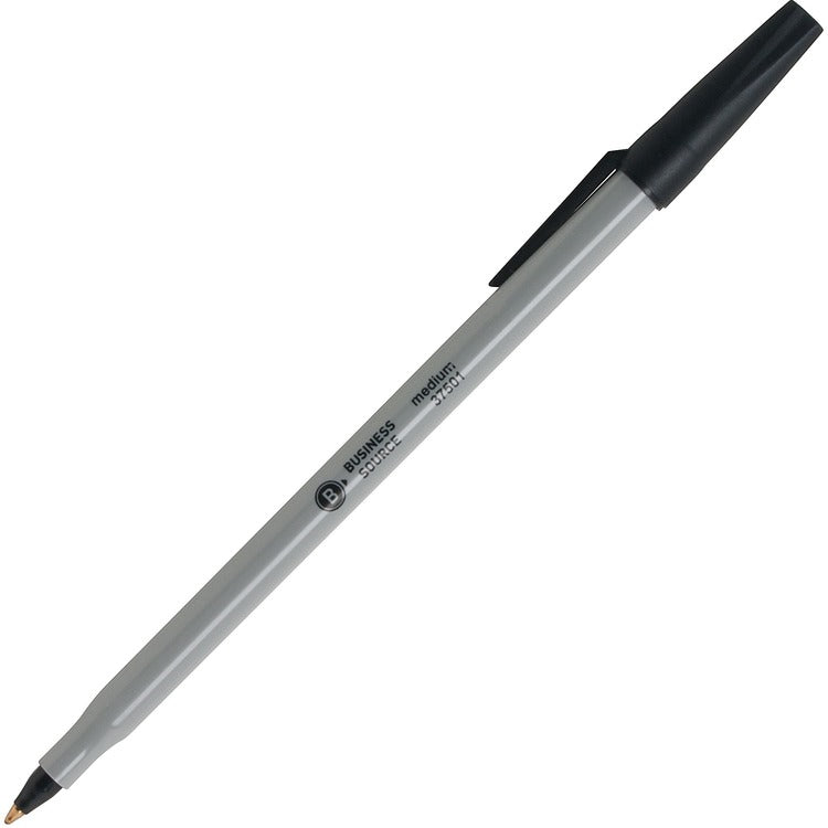Business Source Ballpoint Stick Pens, Med Pt, 60/BX, Black (BSN37531) Box of 60