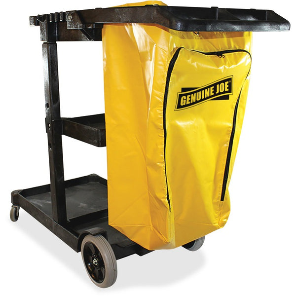 Genuine Joe Janitors Cart, 30-3/4" x 55-5/8" x 38", Lt Gray/Yellow (GJO02342)