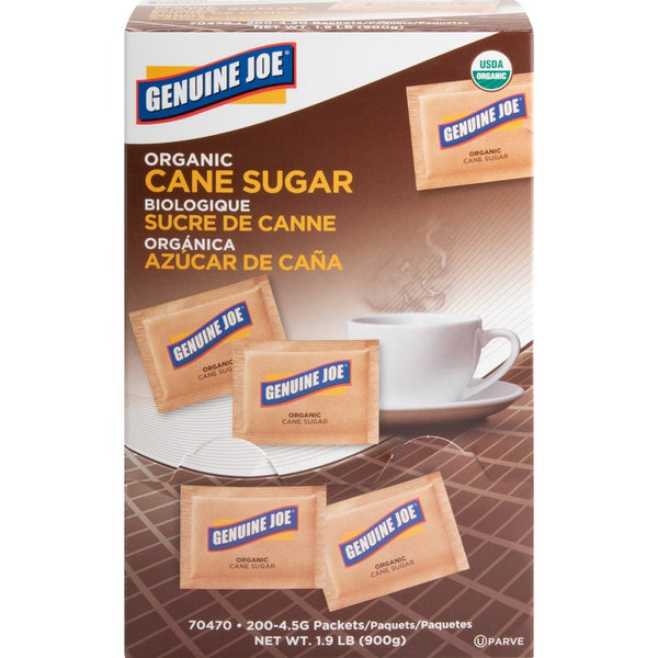 Genuine Joe Turbinado Cane Sugar, Unrefined, 200/BX, Brown (GJO70470) Box of 200