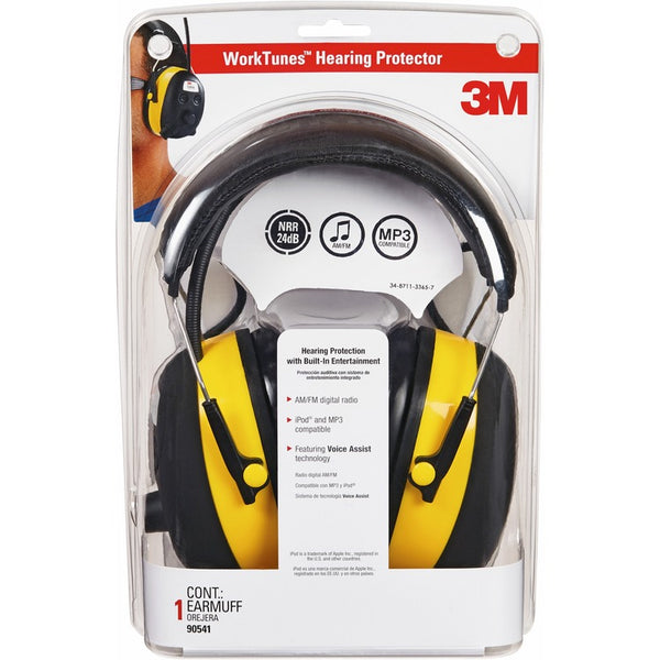 Tekk Protection Earmuff Safety Headset w/Radio, Noise Reductn, LCD, BK/YW (MMM9054100000V) Each