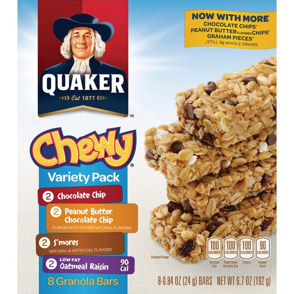 Quaker Oats Chewy Granola Bars, Variety Pack, 6.7oz., 8/BX, Assorted (QKR31188) Box of 8