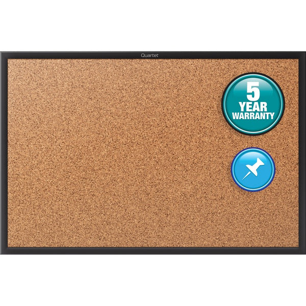 Quartet Classic Series Cork Bulletin Board, 60x36, Black Aluminum Frame (QRT2305B)