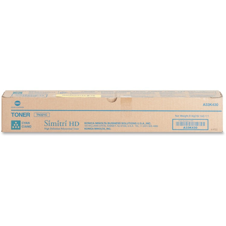 Konica Minolta Toner Cartridge, f/224/284, 25, 000 Page Yield, Cyan (KNMTN321C) Each