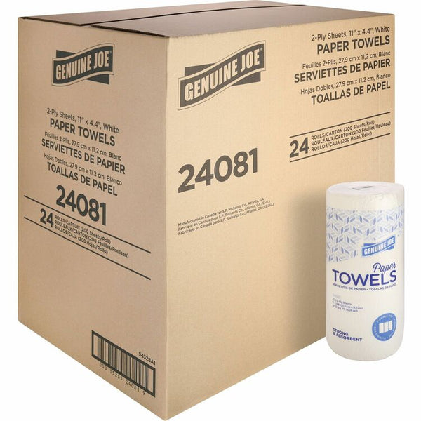 Genuine Joe Paper Towels Roll, 2-Ply, 100 Sheets/Roll, 11" x 9", 24RL/CT, WE (GJO24081)