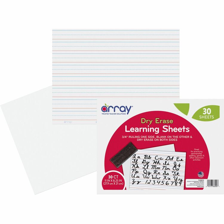 GoWrite! Dry Erase learning Boards, Ruled,11"x8-1/4", 30/CT, White (PACLB8512) Pack of 30
