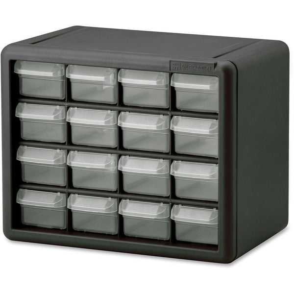 Akro-Mils Plastic Storage Cabinet, 16-Draw, 6-3/8"x10-1/2"x8-1/2", GY (AKM10116)