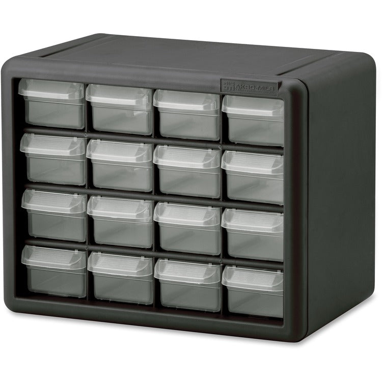 Akro-Mils Plastic Storage Cabinet, 16-Draw, 6-3/8"x10-1/2"x8-1/2", GY (AKM10116)