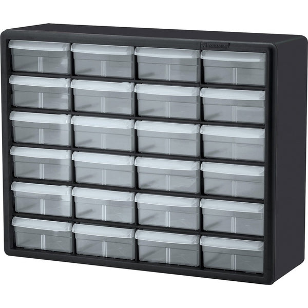 Akro-Mils Plastic Storage Cabines,24-Drawer, 6-3/8"x20"x16", BK/CL (AKM10124)