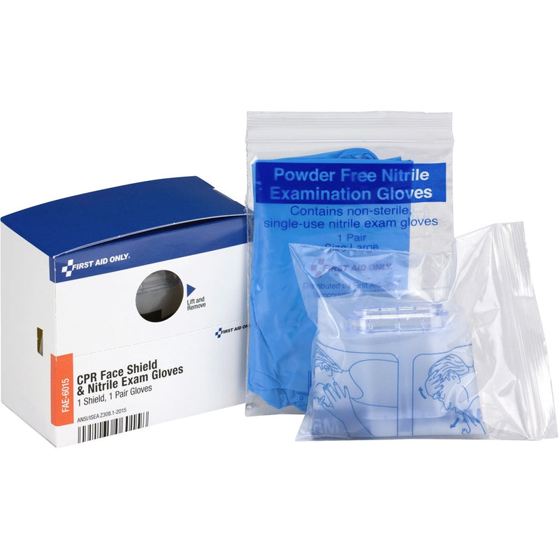 First Aid Only SmartCompliance Rescue Breather Face Shield with 2 Nitrile Exam Gloves (FAOFAE6015) Each