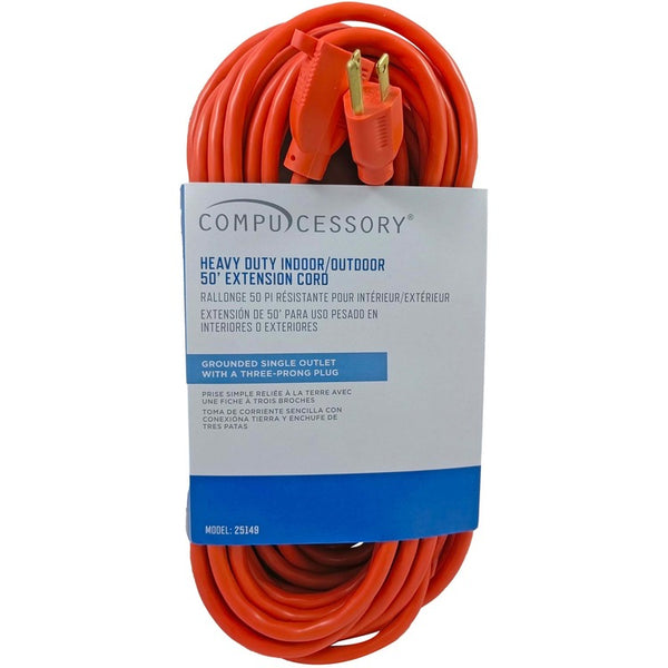 Compucessory Heavy Duty Extension Cord 50', Orange (CCS25149) Each