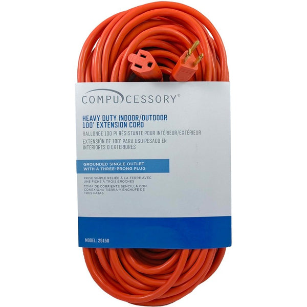 Compucessory Heavy Duty Extension Cord, 100', Orange (CCS25150) Each