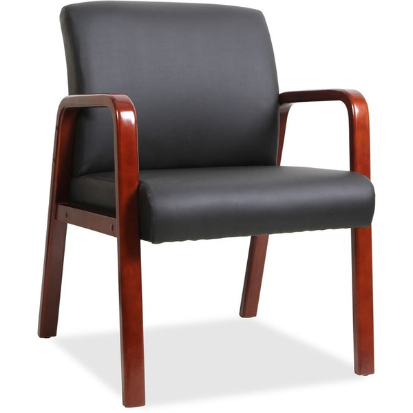 Lorell Guest Chair, 24" x 25-5/8" x 33-1/4", Wood, Black/Mahogany (LLR40202)