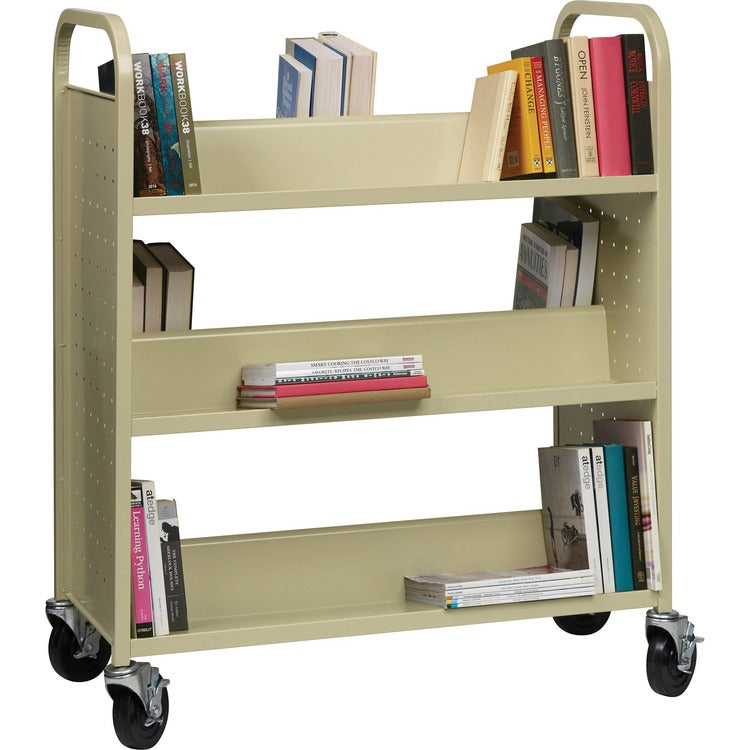 Lorell Double-Sided Booktruck, 39" x 19" x 46", Putty (LLR49202)