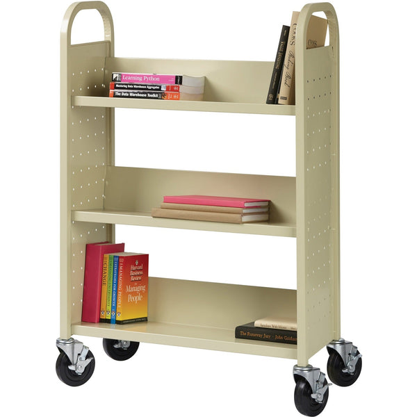 Lorell Single-Sided Booktruck, 32" x 14" x 46", Putty (LLR49204)