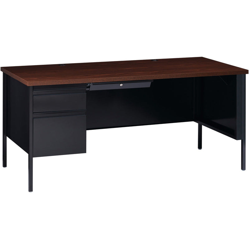 Lorell Single Pedestal Desk, LH, 66" x 30" x 29-1/2", Black Walnut (LLR60918)