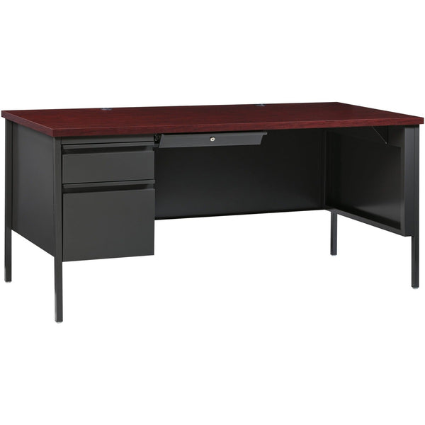 Lorell Single Pedestal Desk, LH, 66" x 30"29-1/2", Mahogany (LLR60919)